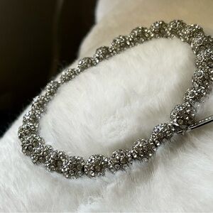 LISA FREEDE | Mini Disco Ball Crystal Pave In Silver Tone Stretch Bracelet